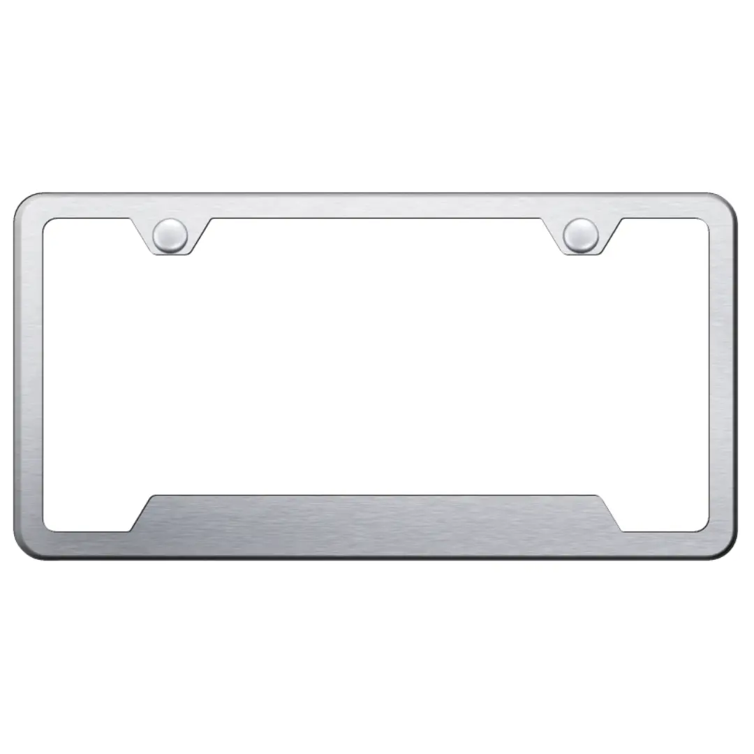Brushed Notched License Plate Frame - Stainless Steel 1