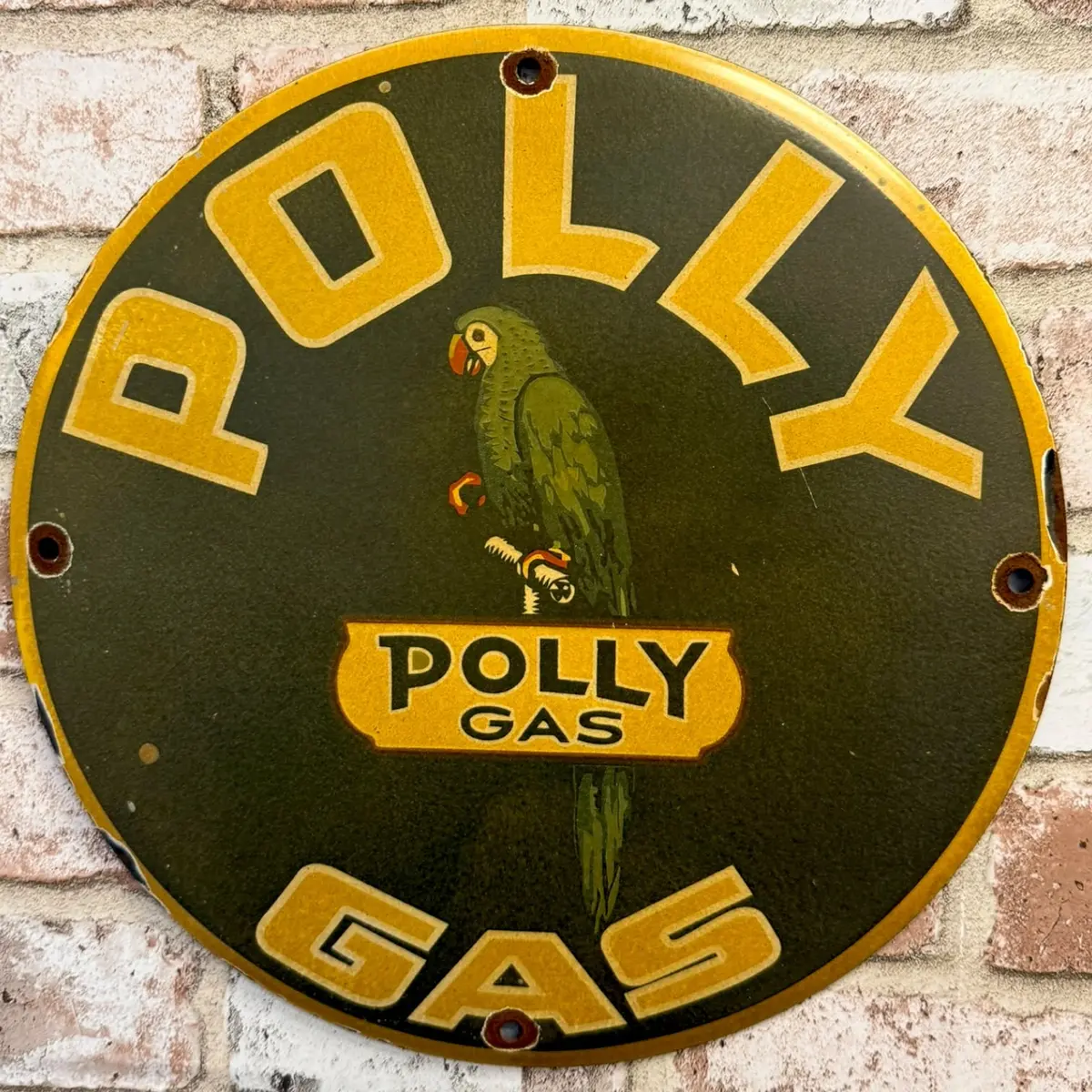 Polly Gasoline Vintage Porcelain Enamel Pump Plate Sign 1