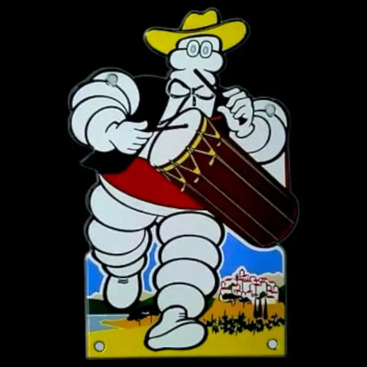 Michelin Bibendum Sombrero Die Cut Porcelain Vintage Metal Sign 1