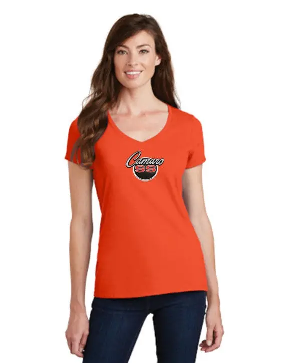 Chevrolet Camaro Script With Ss T-Shirt Ladies V-Neck T-Shirt 8