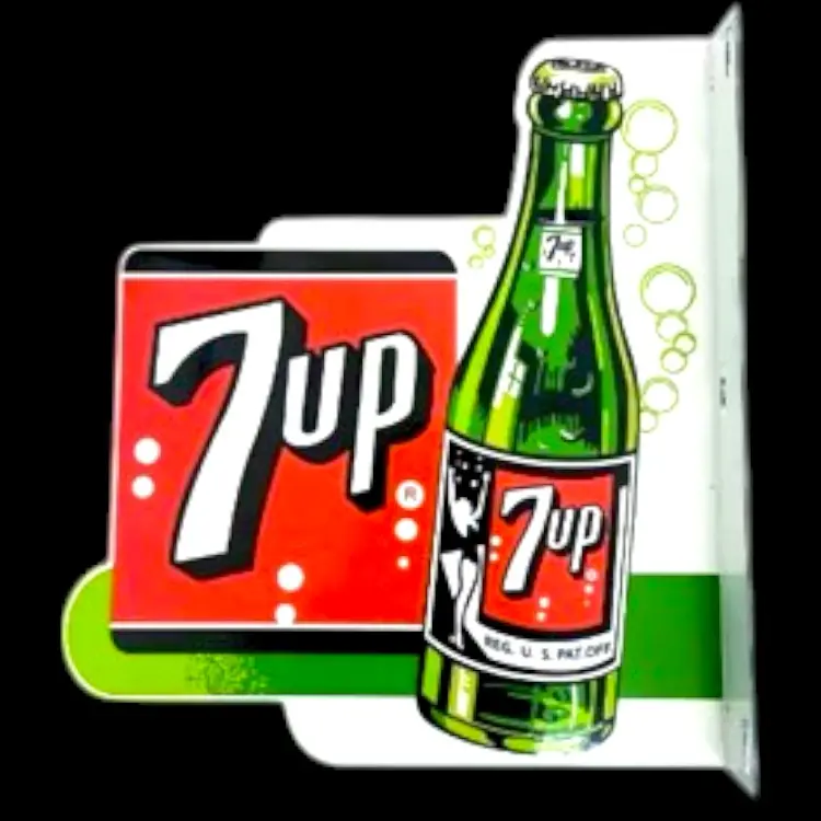 7Up Retro Bottle Flange Die Cut Porcelain Vintage Metal Sign 1