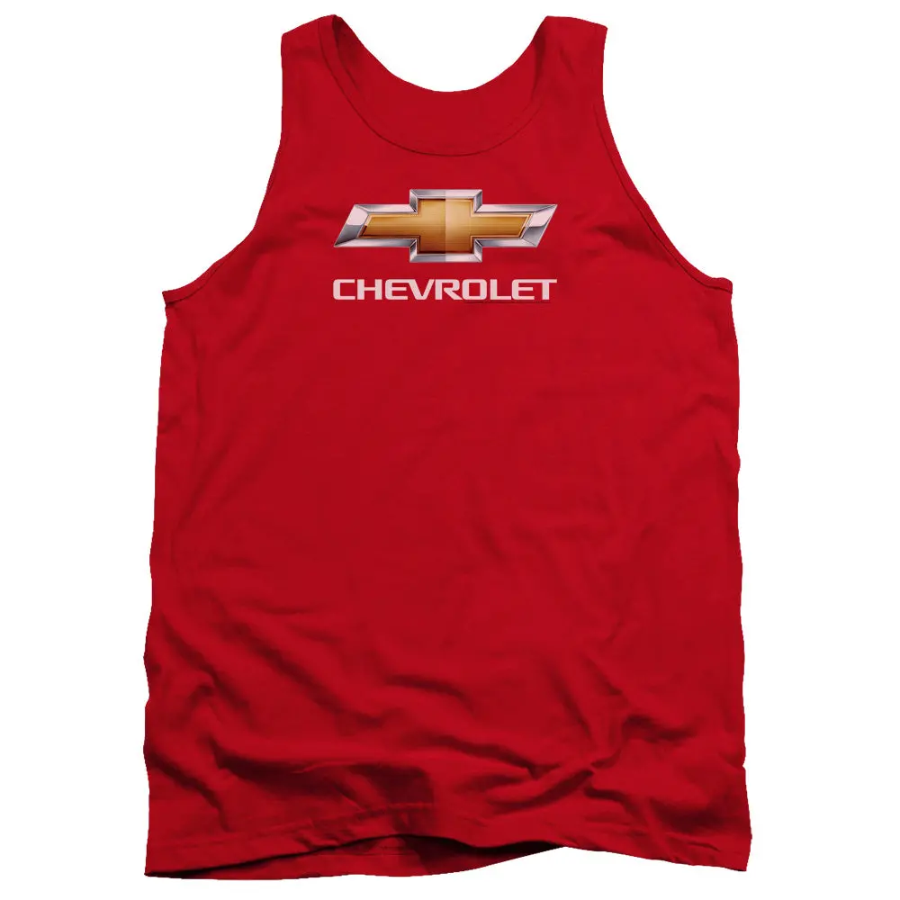 Chevy Bowtie Stacked-Adult Tank Top-Red 1