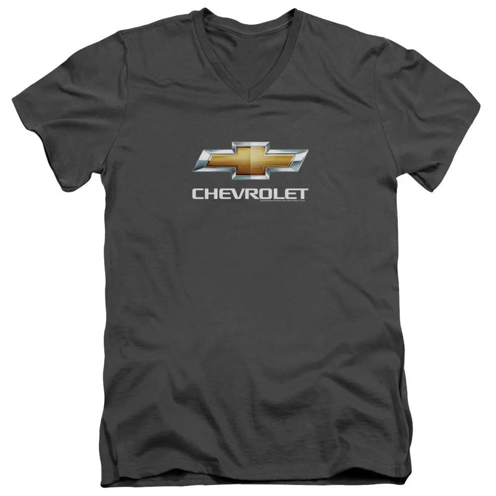 Chevy Bowtie Stacked-Adult Slim Fit V Neck Cotton 1