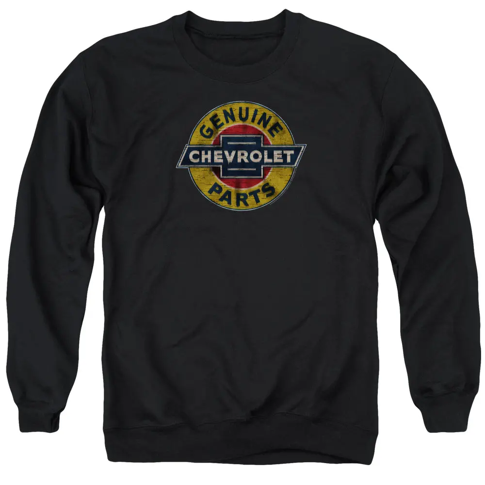 Chevrolet Genuine Chevy Parts Distressed Sign-Adult Crewneck Sweatshirt-Black 1