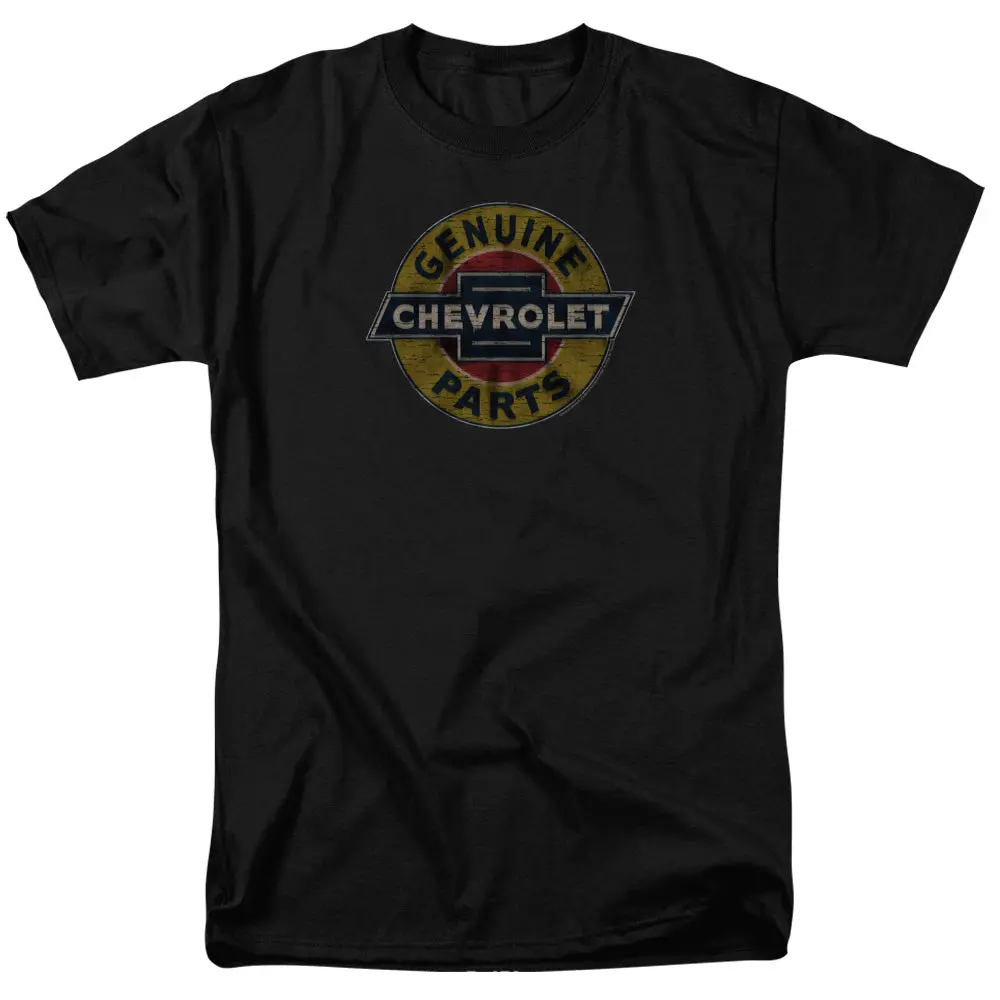 Chevrolet Genuine Chevy Parts Distressed Sign-Adult Regular Fit Short Sleeve-Black 1