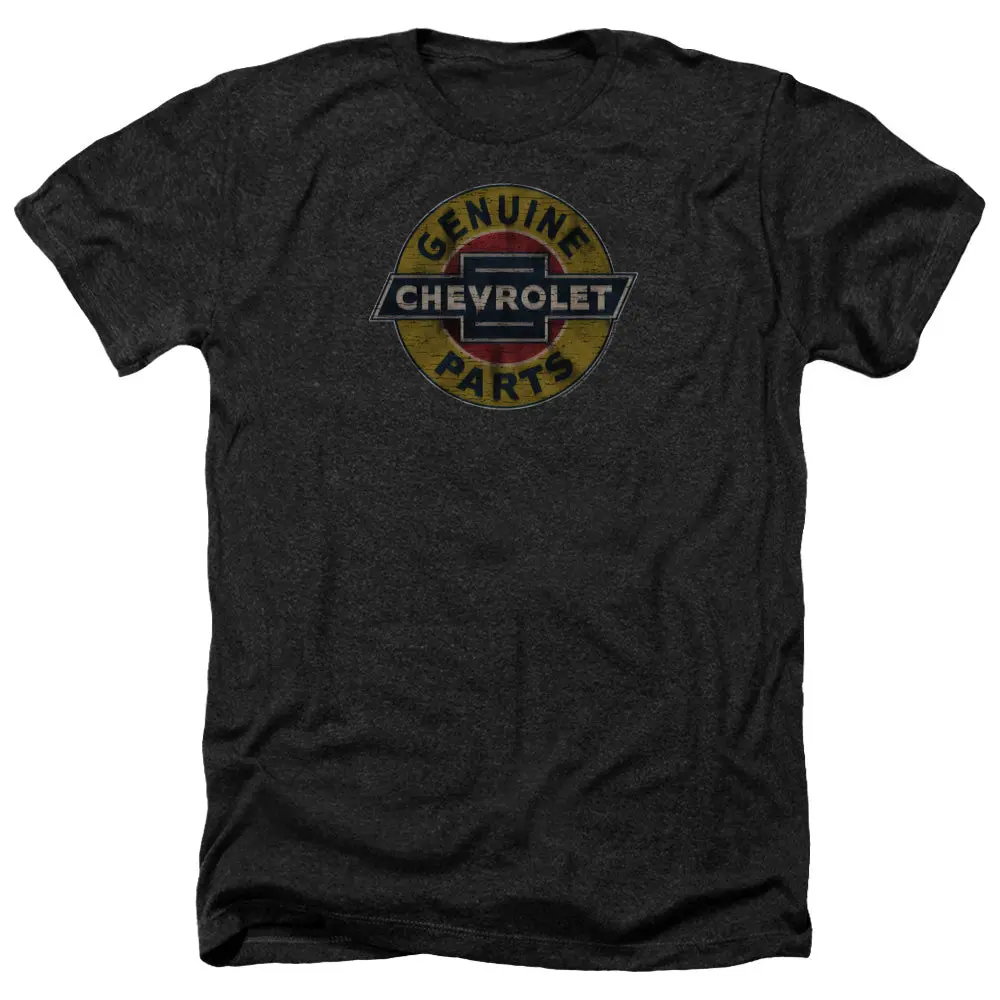 Chevrolet Genuine Chevy Parts Distressed Sign-Adult Regular Fit Heather Short Sleeve-Charcoal 1
