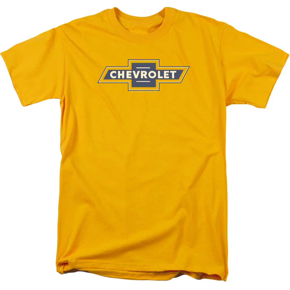 Chevrolet Blue And Gold Vintage Bowtie-Adult Regular Fit Short Sleeve-Gold 1