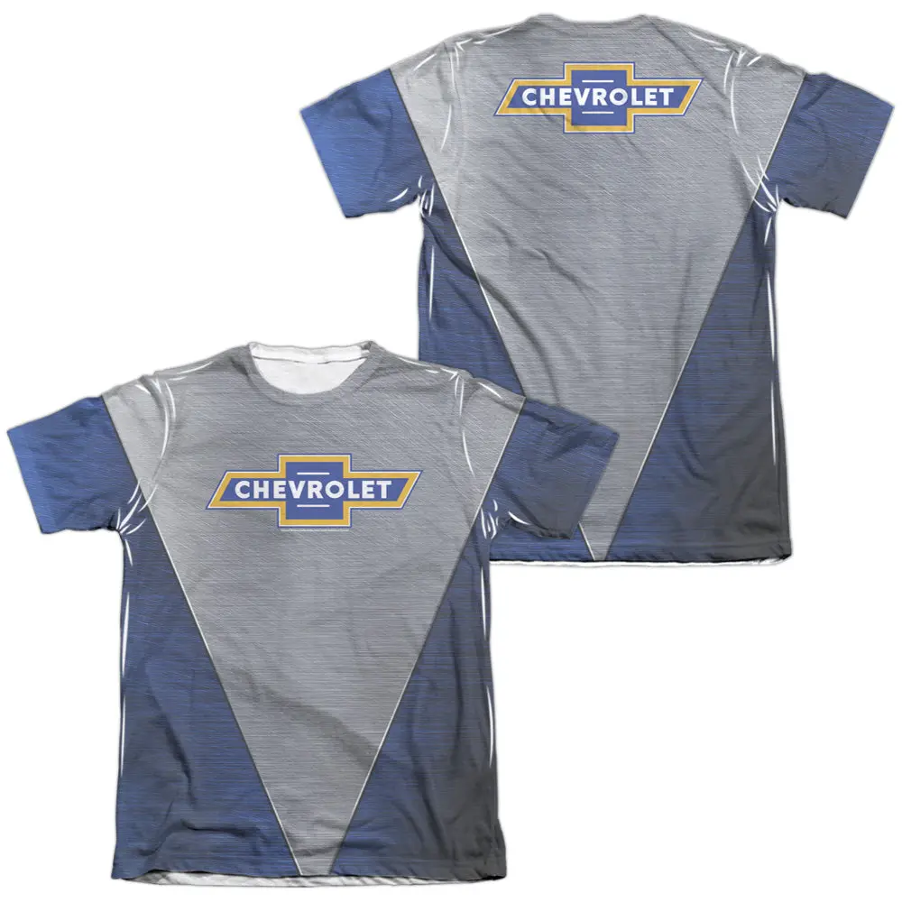 Chevrolet Shiny Logo (Front/Back Print)-Adult Regular Fit Short Sleeve 65/35 Poly/Cotton-White 1