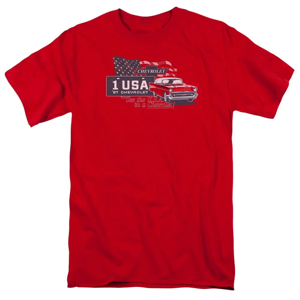 Chevrolet See The Usa-Adult Regular Fit Short Sleeve-Red 1
