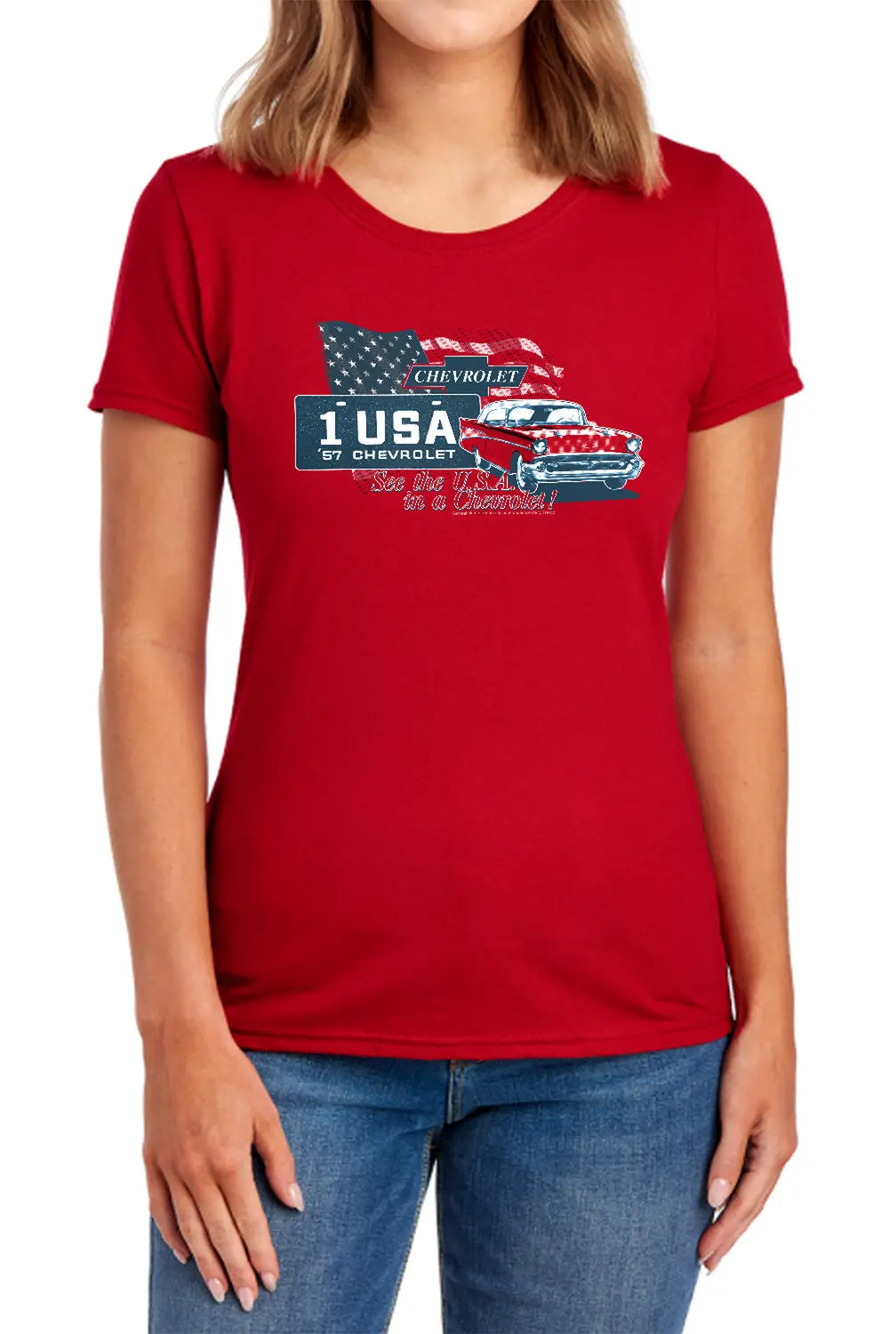Chevrolet See The Usa-Women's Short Sleeve-Red 1