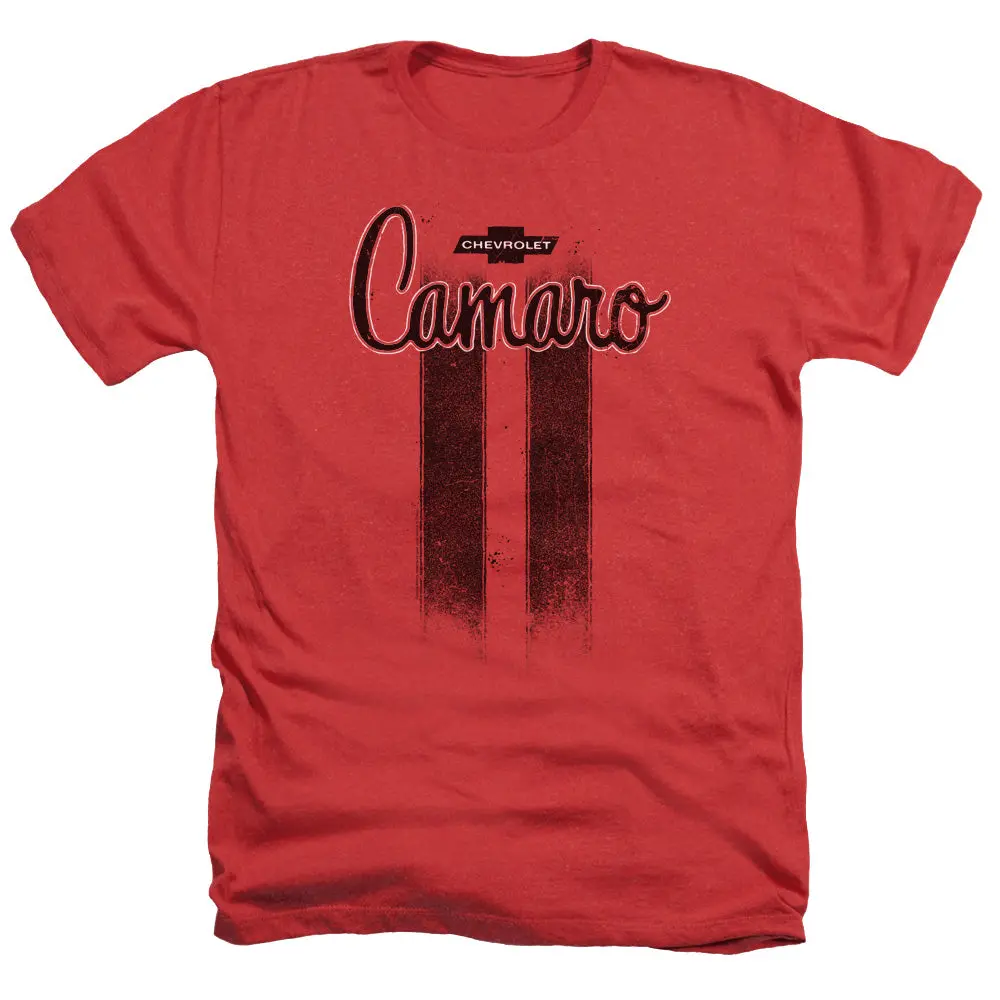 Chevrolet Camaro Stripes-Adult Regular Fit Heather Short Sleeve-Red 1