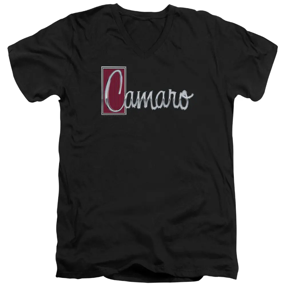 Chevrolet Camaro Script-Adult Slim Fit V Neck Cotton-Black 1
