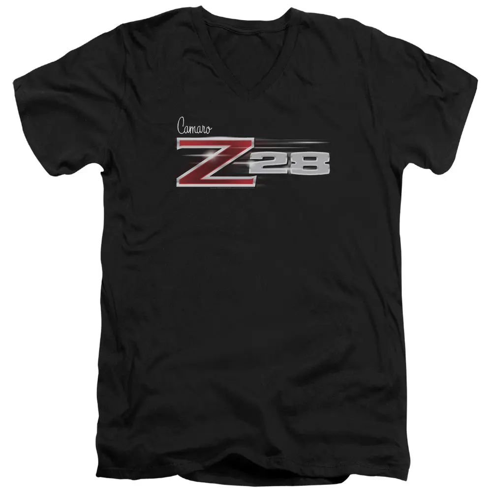 Chevrolet Camaro Z28 Logo-Adult Slim Fit V Neck Cotton-Black 1
