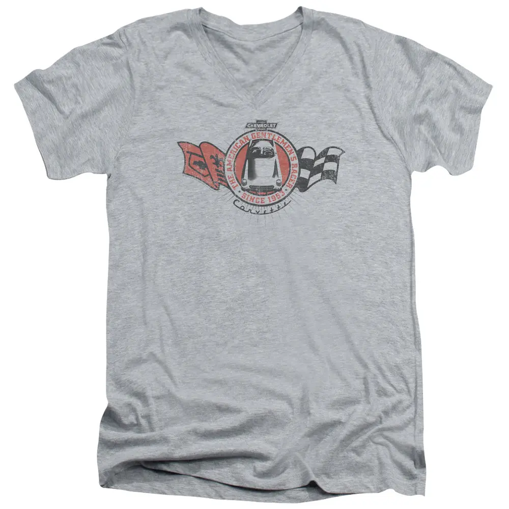 Chevrolet Gentlemens Racer-Adult Slim Fit V Neck Cotton-Athletic Heather 1