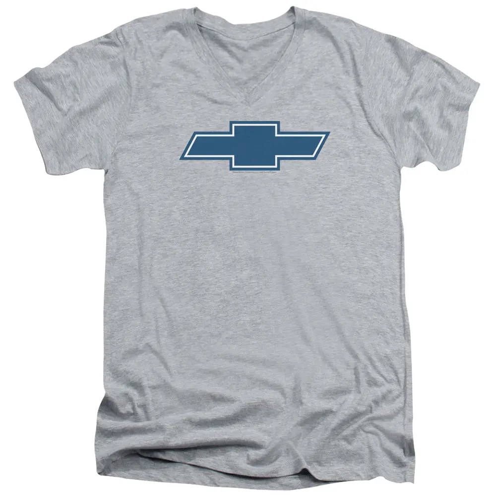 Chevrolet Simple Vintage Bowtie-Adult Slim Fit V Neck Cotton-Athletic Heather 1