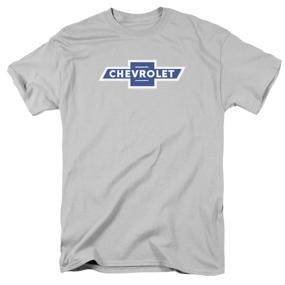 Chevrolet Vintage White Border Bowtie-Adult Regular Fit Short Sleeve-Silver 1