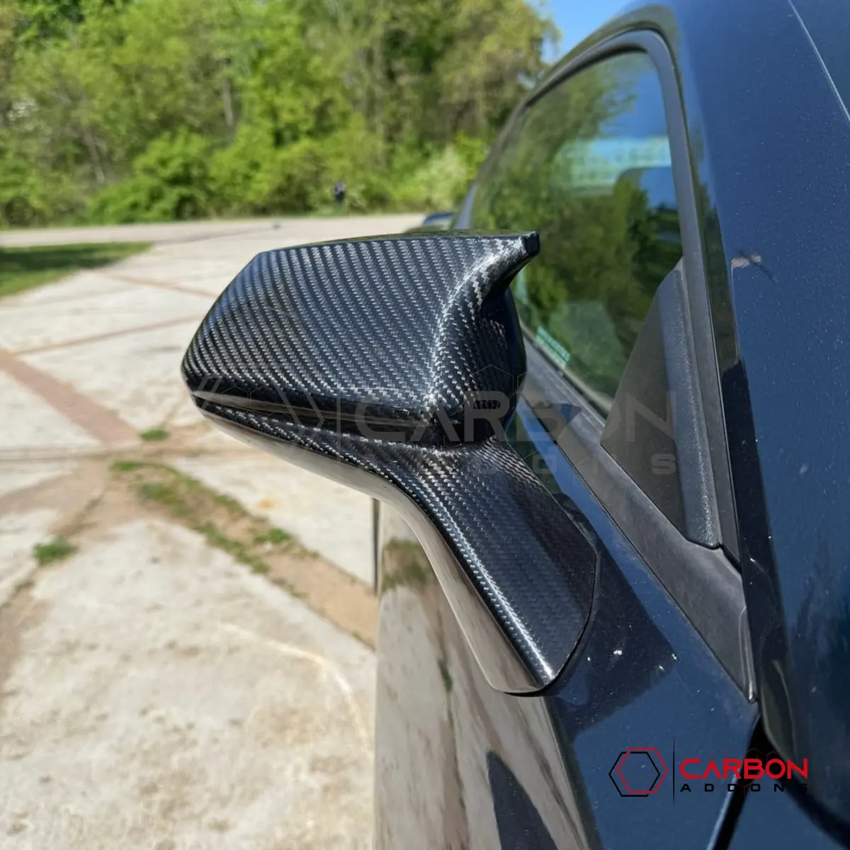 2016-2024 Camaro Real Carbon Fiber M Style Mirror Covers - With Winglet 1