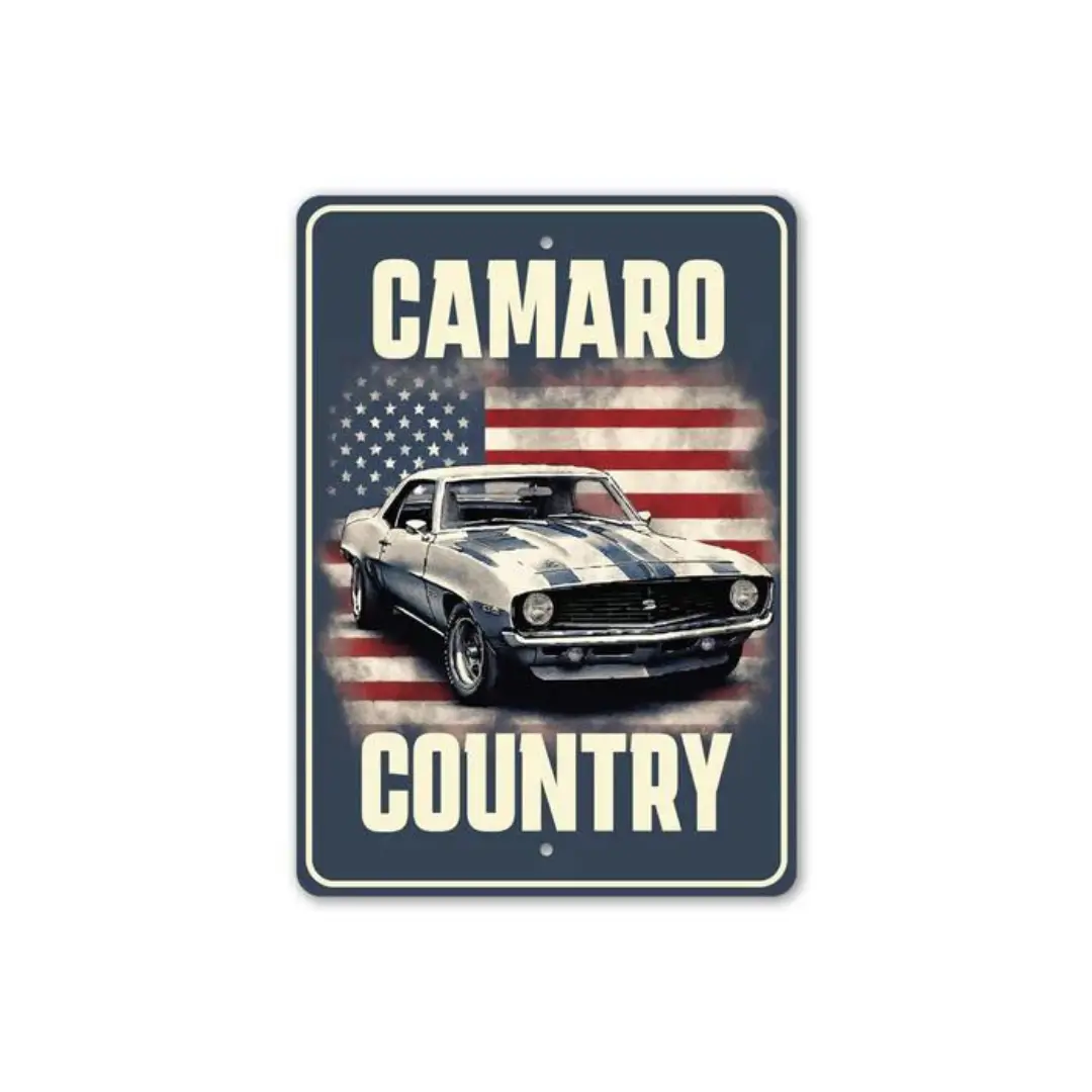 Camaro Country American Flag Aluminum Sign 1