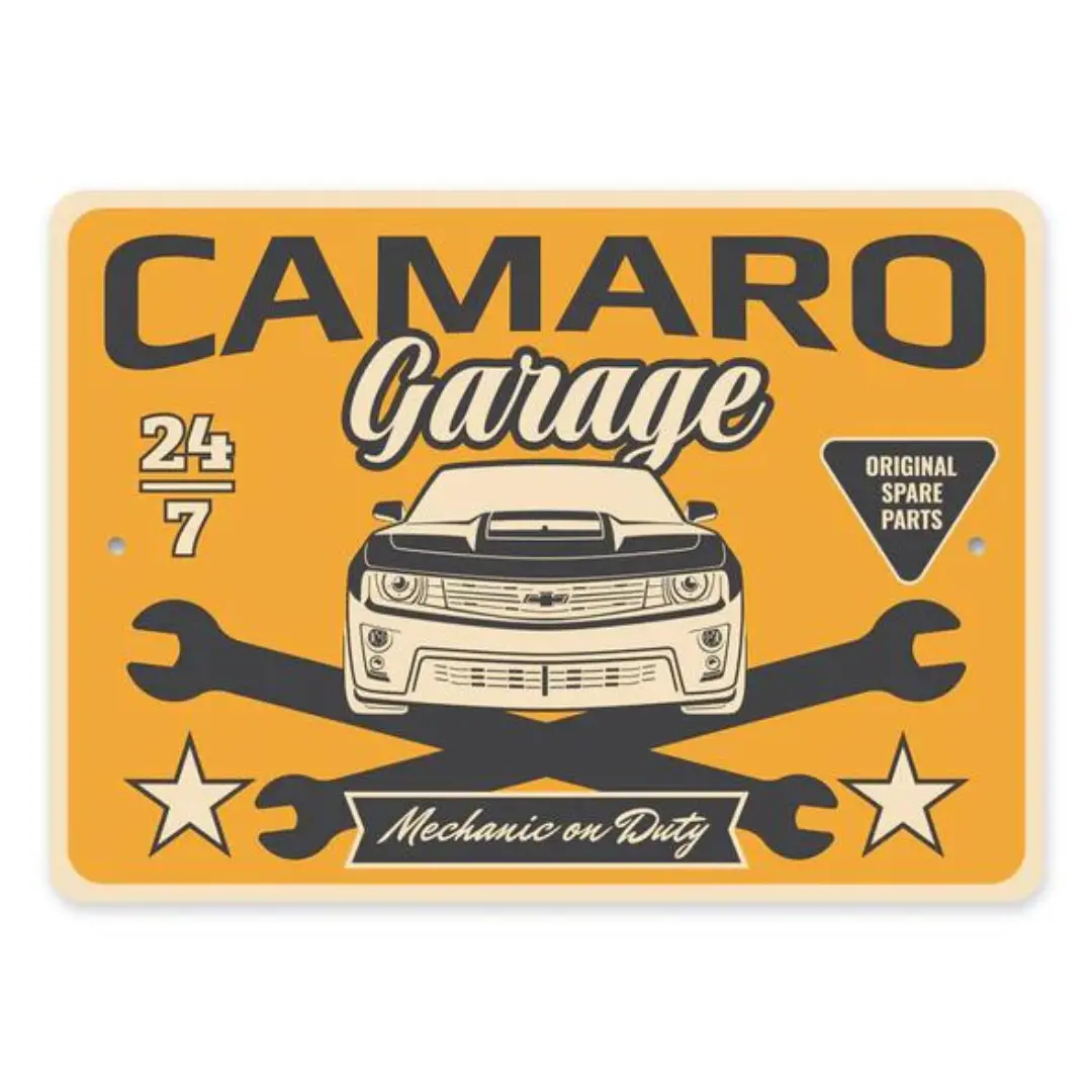 Camaro Mechanic On Duty Aluminum Sign 1
