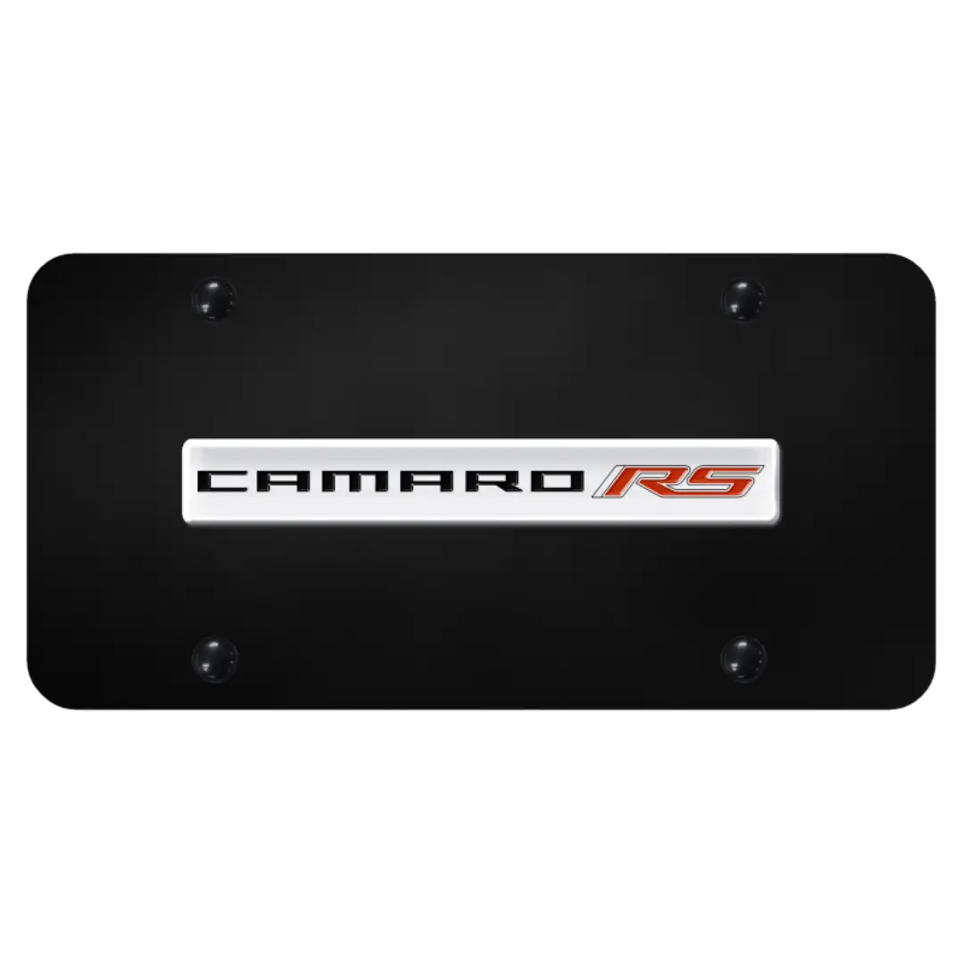Camaro Rs License Plate - Chrome On Black 1