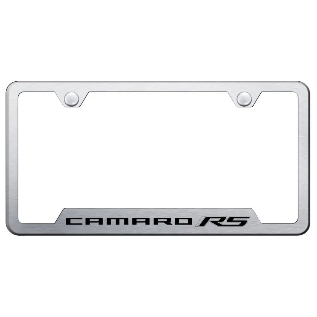 Camaro Rs Notched License Plate Frame - Brushed 1