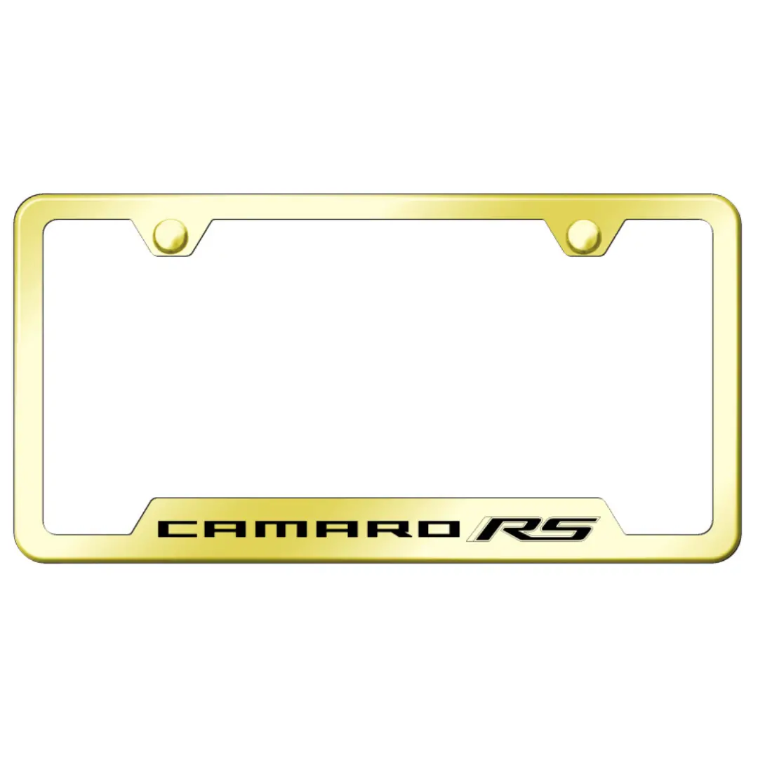Camaro Rs Notched License Plate Frame - Gold 1