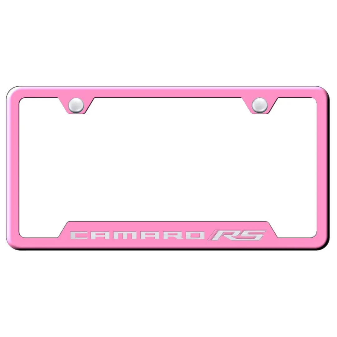 Camaro Rs Notched License Plate Frame - Pink 1