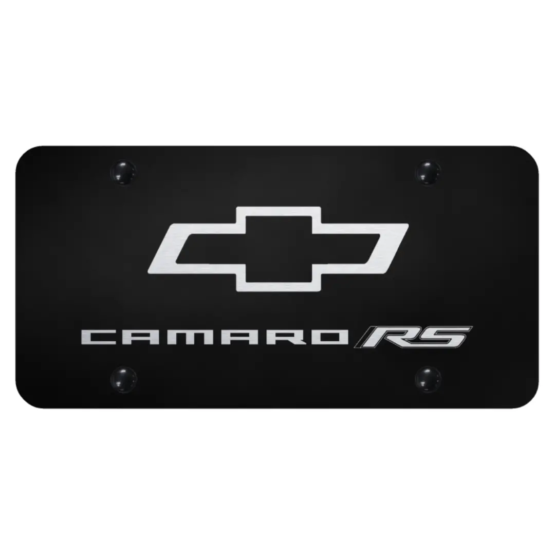 Camaro Rs License Plate - Laser Etched On Black 1