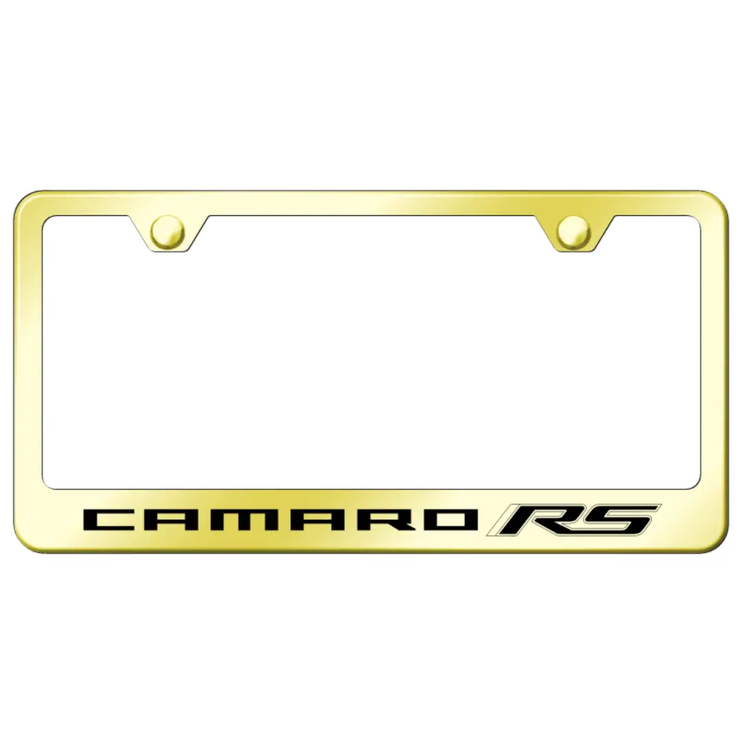 Camaro Rs Script License Plate Frame - Gold Stainless Steel 1