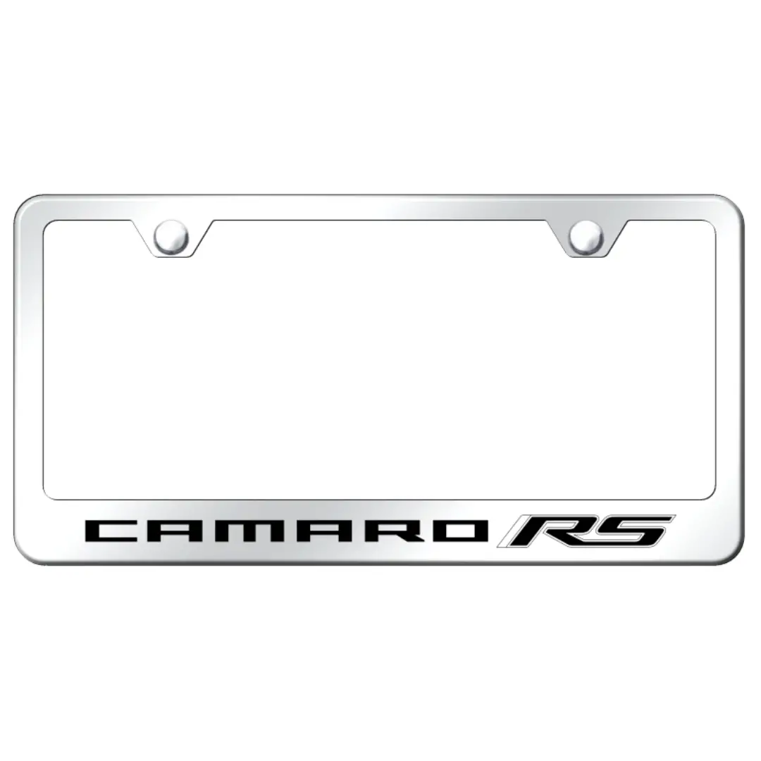 Camaro Rs Script License Plate Frame - Mirrored Stainless Steel 1