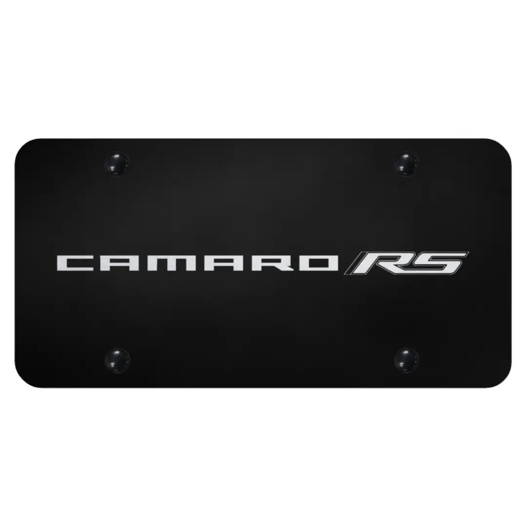 Camaro Rs Script License Plate - Laser Etched On Black 1
