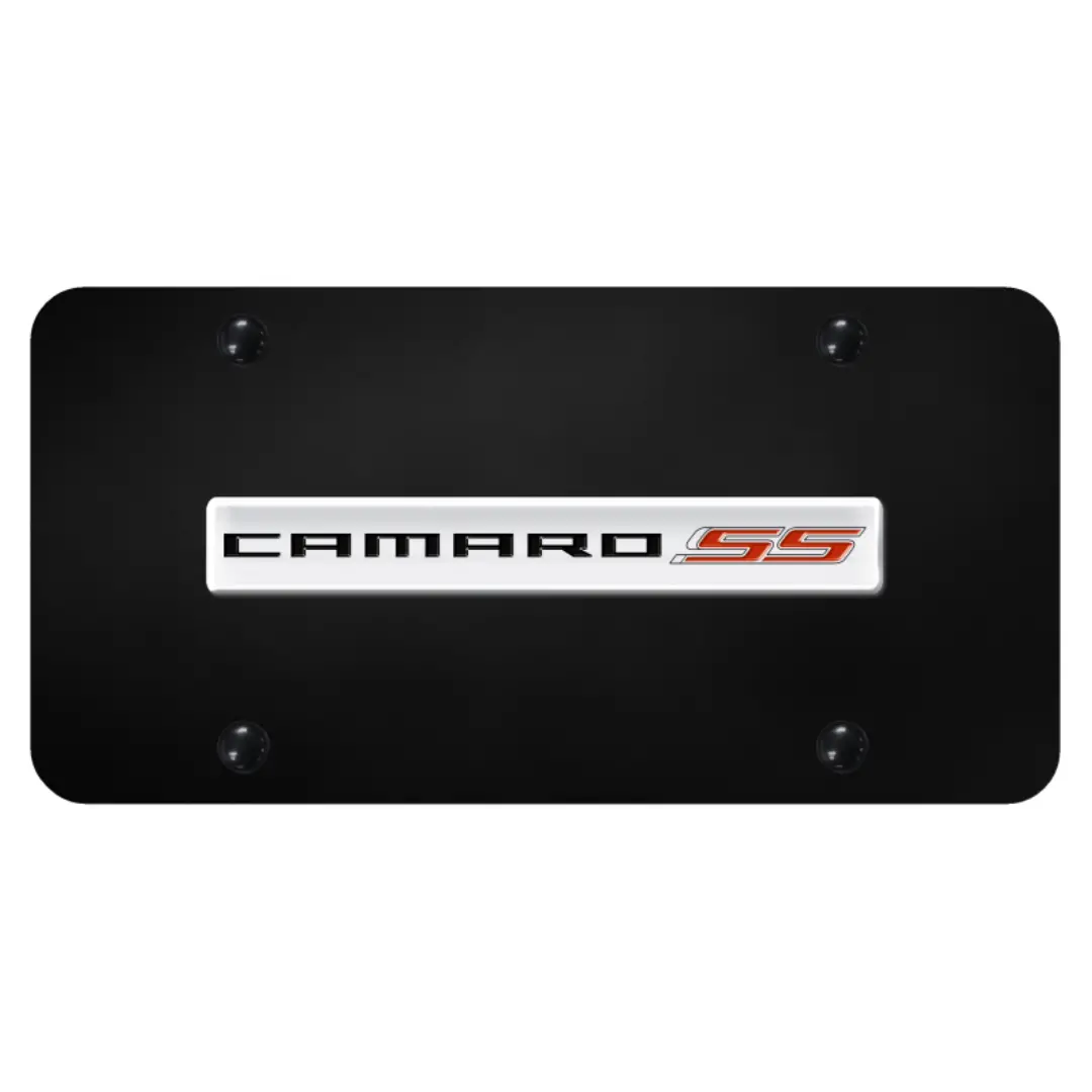 Camaro Ss License Plate - Chrome On Black 1