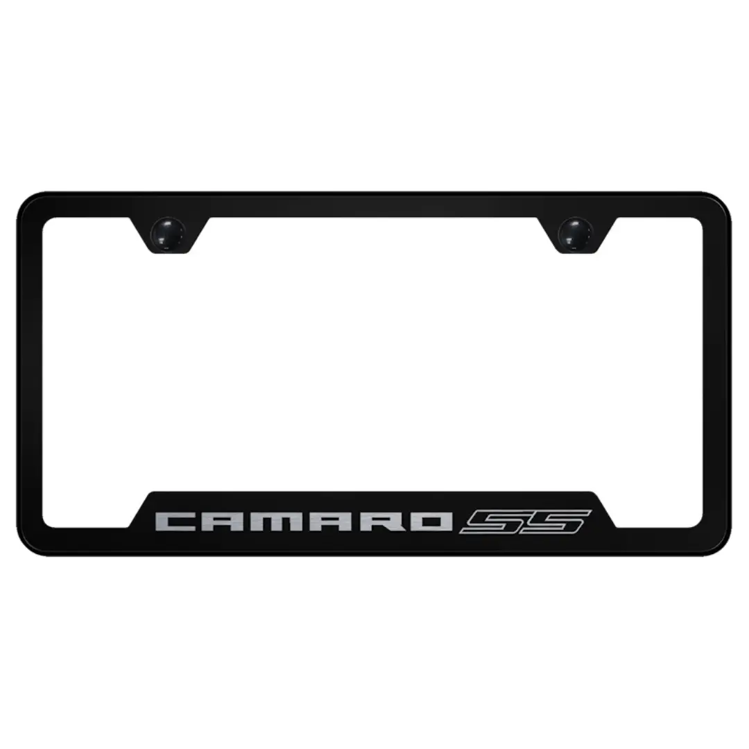 Camaro Ss Notched License Plate Frame - Black 1