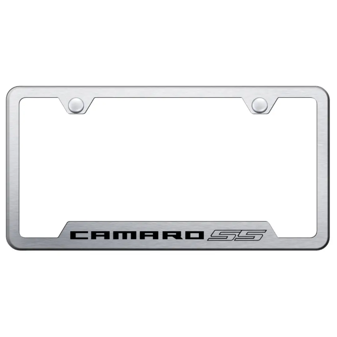 Camaro Ss Notched License Plate Frame - Brushed 1