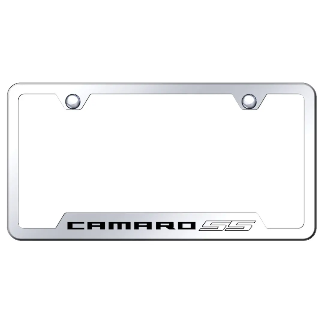 Camaro Ss Notched License Plate Frame - Mirrored 1