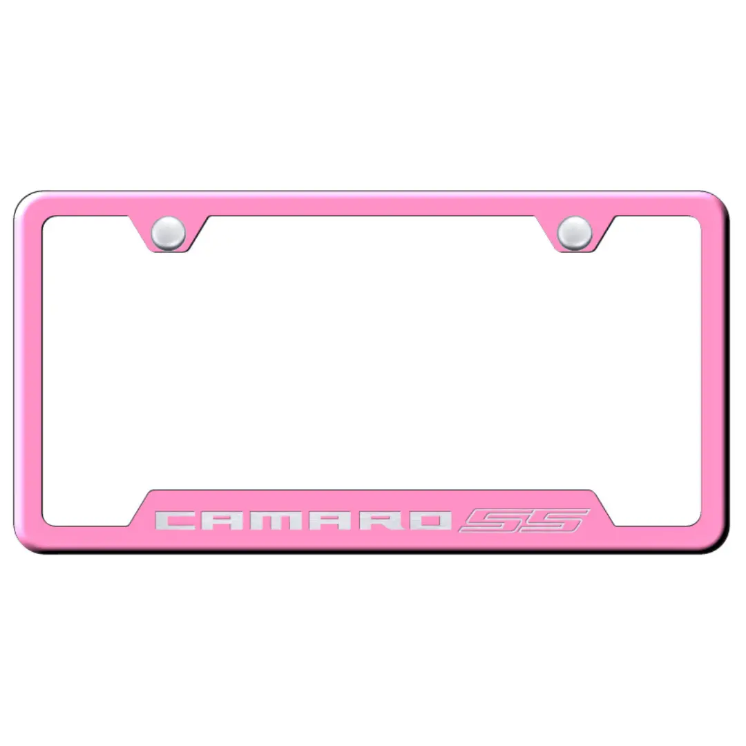 Camaro Ss Notched License Plate Frame - Pink 1