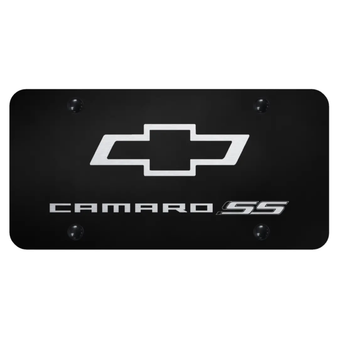 Camaro Ss License Plate - Laser Etched On Black 1