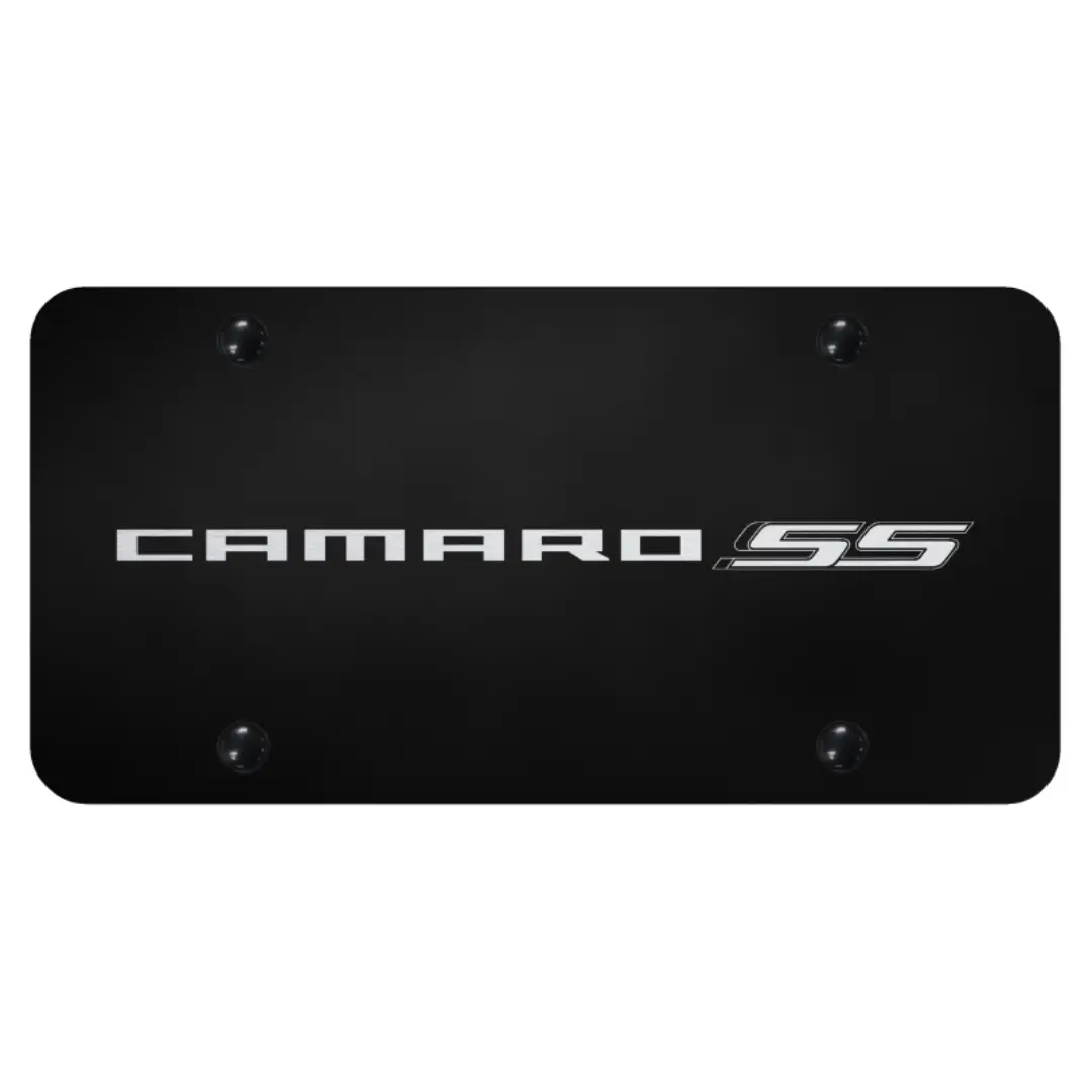 Camaro Ss Script License Plate - Laser Etched On Black 1