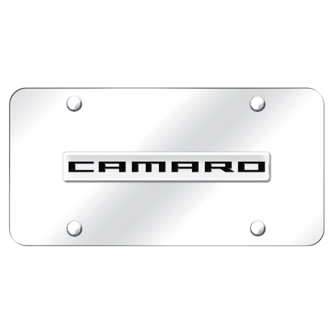 Camaro Script License Plate - Chrome On Chrome 1