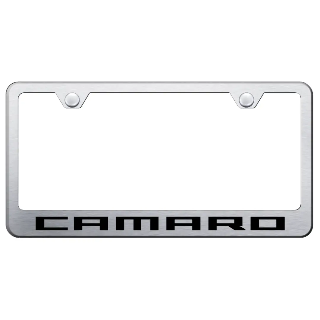 Camaro Script License Plate Frame - Brushed Stainless Steel 1