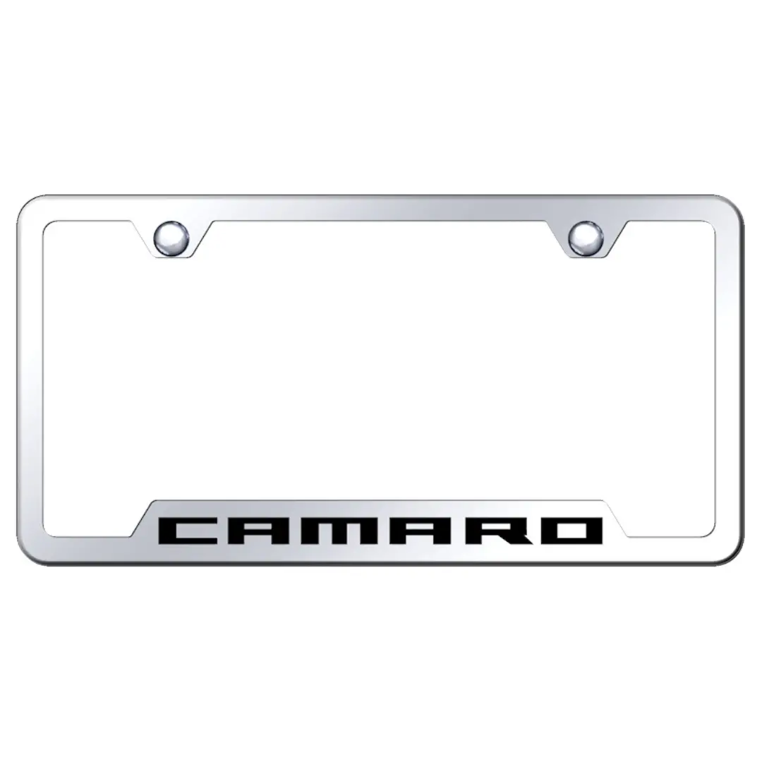 Camaro Script Notched License Plate Frame - Mirrored 1