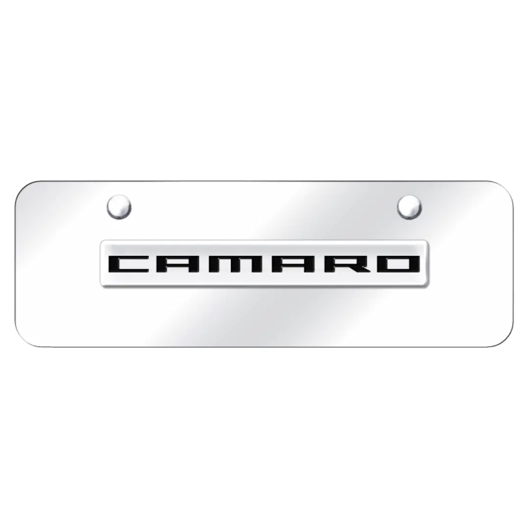 Camaro Script Mini License Plate - Chrome On Chrome 1