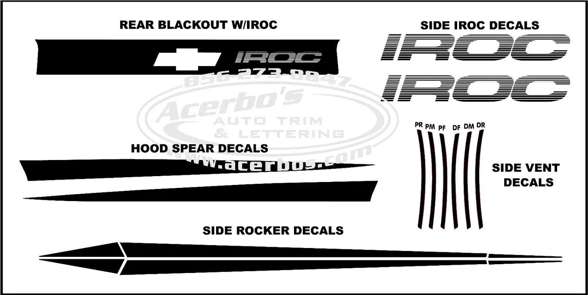 Iroc Decal Kit For 2010-2021 Chevrolet Camaro 1