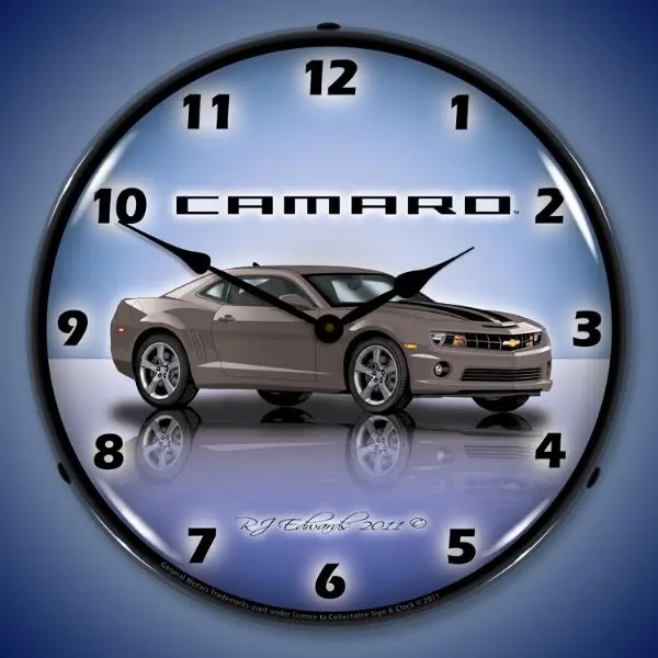 Lighted 5Th Generation Camaro Cyber Grey Clock 1
