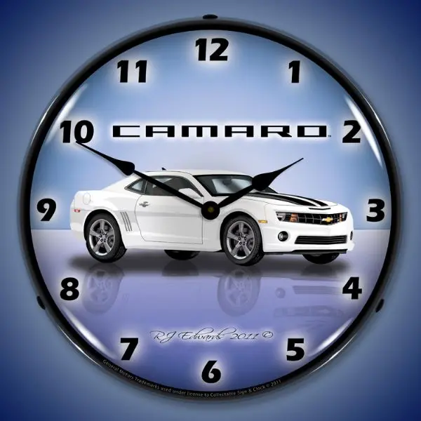 Lighted 5Th Generation Camaro G5 Summit White Clock 1