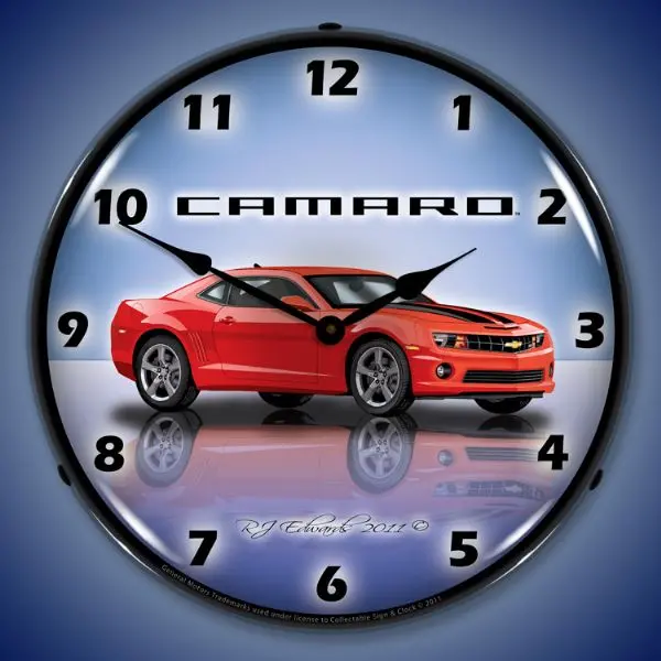 Lighted 5Th Generation Camaro G5 Victory Red Clock 1