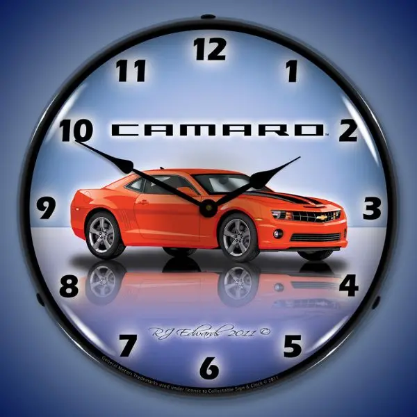 Lighted Camaro Ss G5 Orange Clock 1