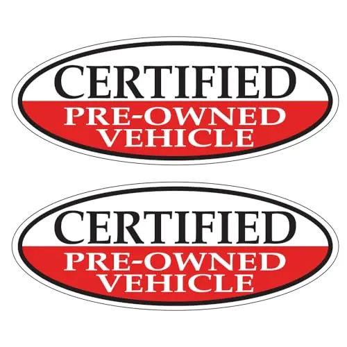 Certified Pre-Owned Vehicle Red Oval Window Sticker For Car Dealerships – 14" X 5.5" – Premium Removable Weatherproof Vinyl – Easy Installation With Slit Backing – Durable Automotive Decals 2