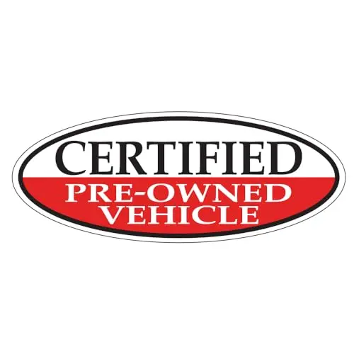 Certified Pre-Owned Vehicle Red Oval Window Sticker For Car Dealerships – 14" X 5.5" – Premium Removable Weatherproof Vinyl – Easy Installation With Slit Backing – Durable Automotive Decals 1