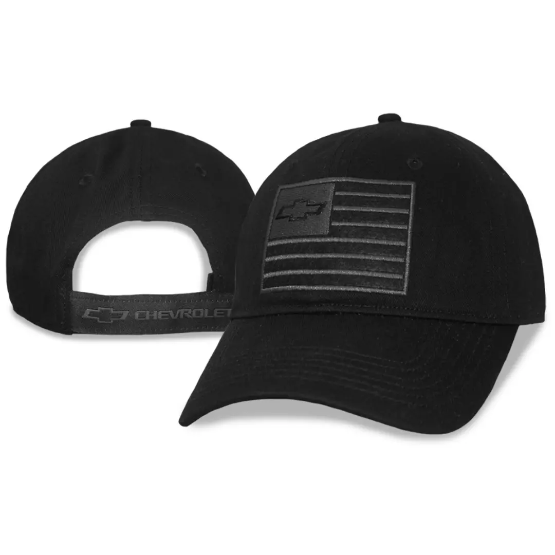 Chevrolet American Flag Open Bowtie Hat / Cap Black 1